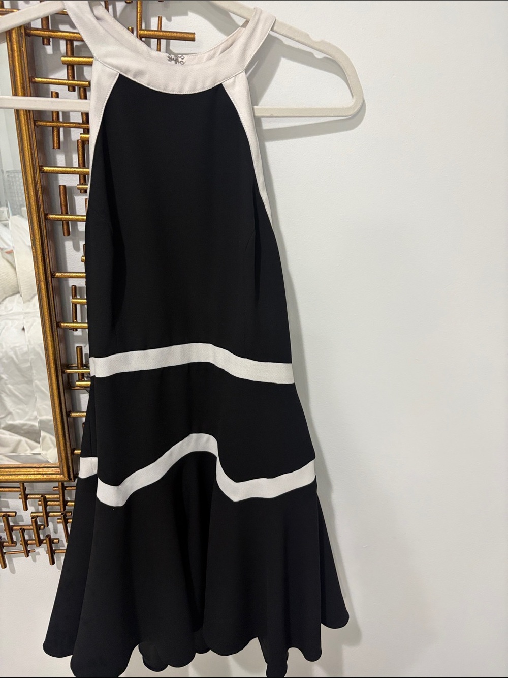 Parker Black and White Halter Mini Dress